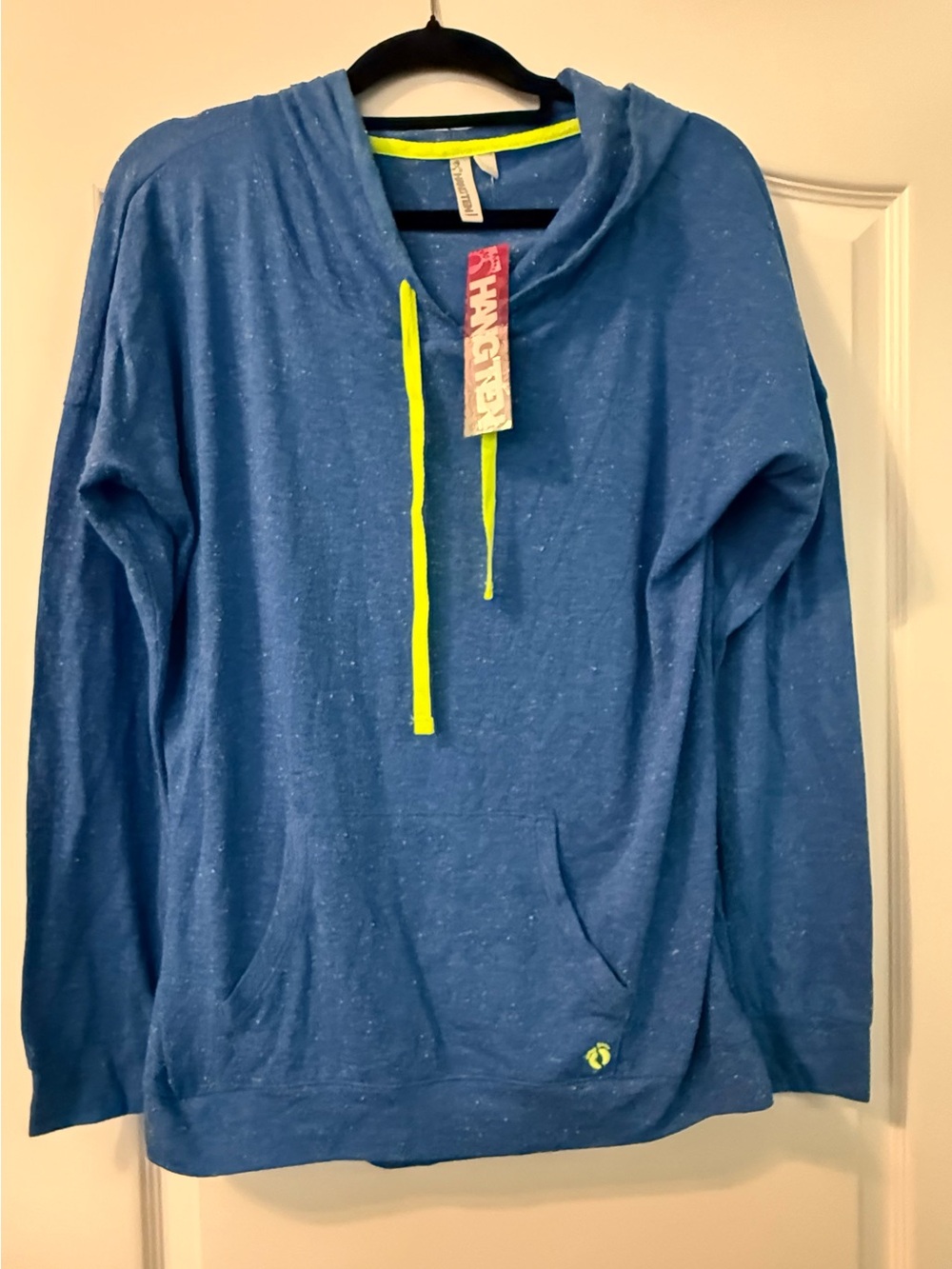 Hang Ten Unisex Blue Hoodie with Neon Multicolored Flecks